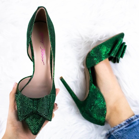 Betsey Johnson Shoes - Betsey Johnson Green High Heels, High Heels Stilettos, Bow Heels